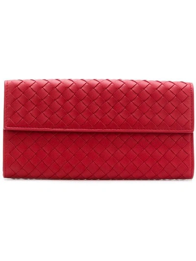 Shop Bottega Veneta Intrecciato Continental Wallet In Red