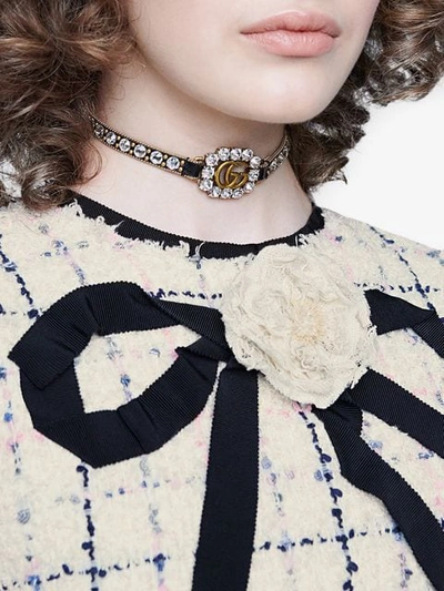 Shop Gucci Leather Choker With Double G In Black