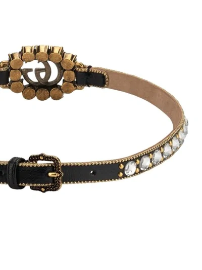 Shop Gucci Leather Choker With Double G In Black