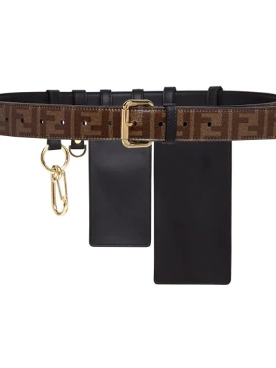 Shop Fendi Ff Motif Multi-pouch Belt In Brown