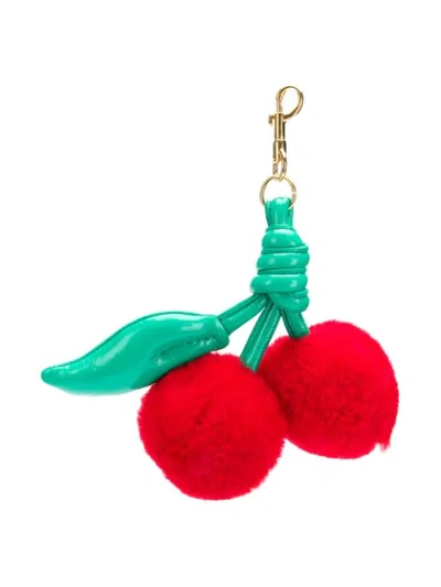 Shop Anya Hindmarch Cherry Charm Keyring - Red