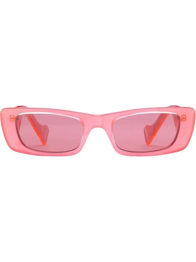 GUCCI EYEWEAR 长方形框太阳眼镜 - 粉色