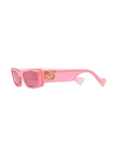 Shop Gucci Rectangular Frame Sunglasses In Pink