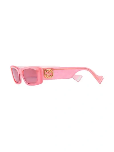 GUCCI EYEWEAR 长方形框太阳眼镜 - 粉色