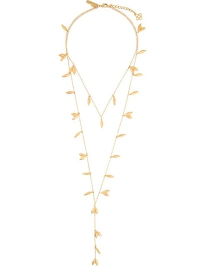 Shop Oscar De La Renta Leaf Necklace In Gold