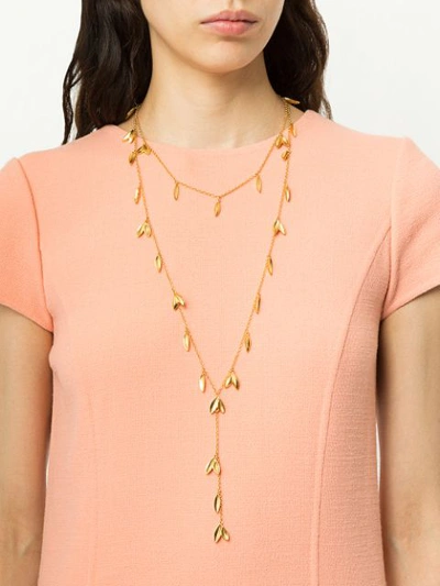 Shop Oscar De La Renta Leaf Necklace In Gold