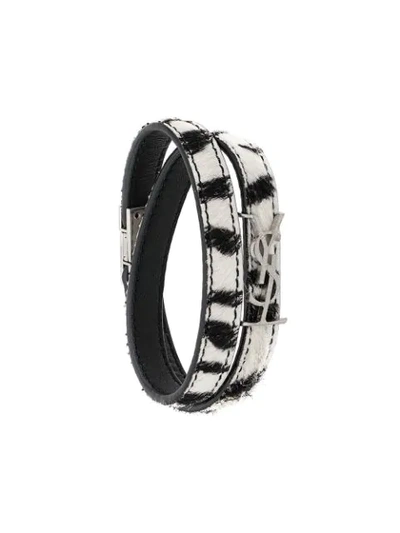 Shop Saint Laurent Opyum Double Wrap Bracelet In Black