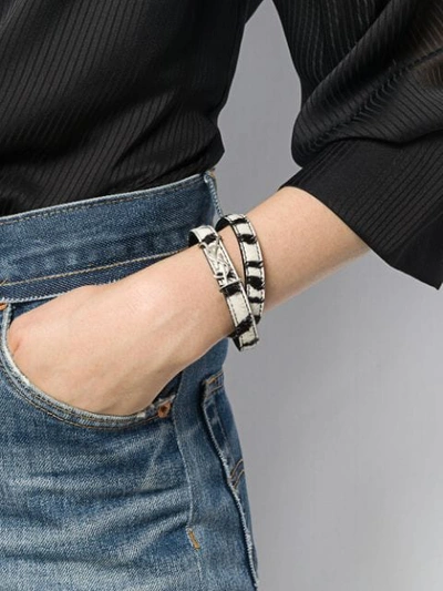 Shop Saint Laurent Opyum Double Wrap Bracelet In Black