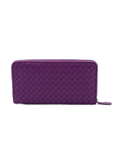 Shop Bottega Veneta Intrecciato Continental Wallet - Purple
