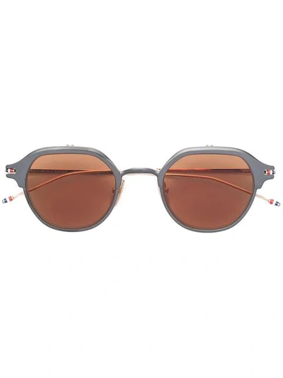 THOM BROWNE EYEWEAR ROUND FRAME SUNGLASSES - 黑色