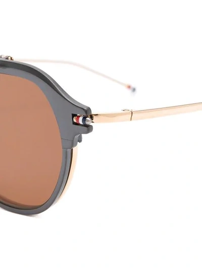 Shop Thom Browne Round Frame Sunglasses In Black