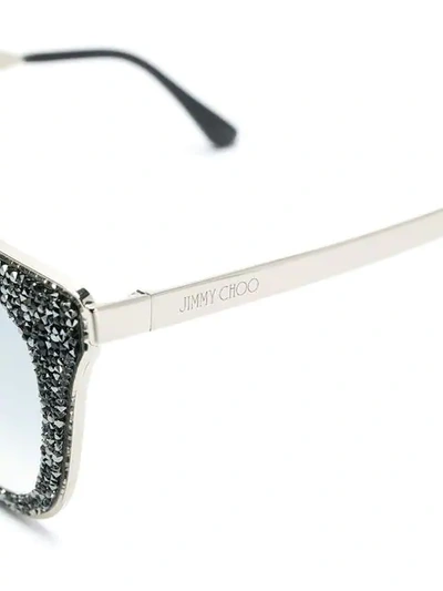 Shop Jimmy Choo Lizzy 63 Crystal Embellished Sunglasses In Metallic