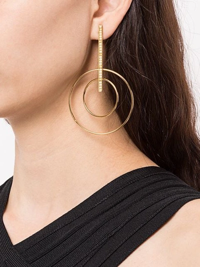 Shop Melissa Kandiyoti Double Hoop Drop Earrings In Gold