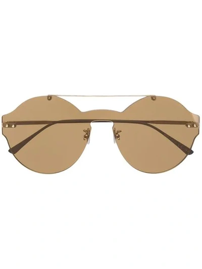 Shop Bottega Veneta Round Sunglasses In Brown