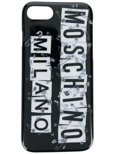 Shop Moschino Safety Pin Logo Iphone 7 Case In Black