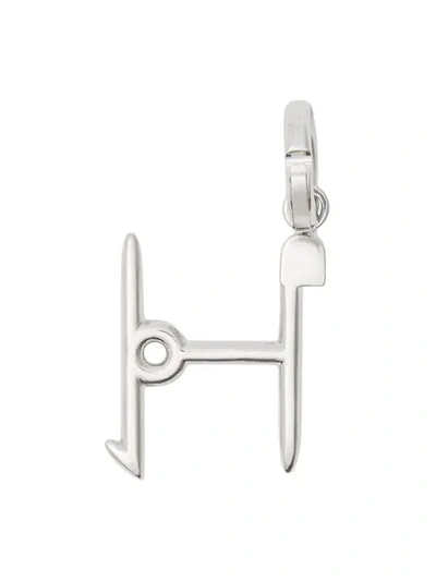 Shop Burberry Kilt Pin ‘h' Alphabet Charm In Silver