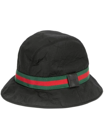 Pre-owned Gucci Gg Shelly Line Hat In Black