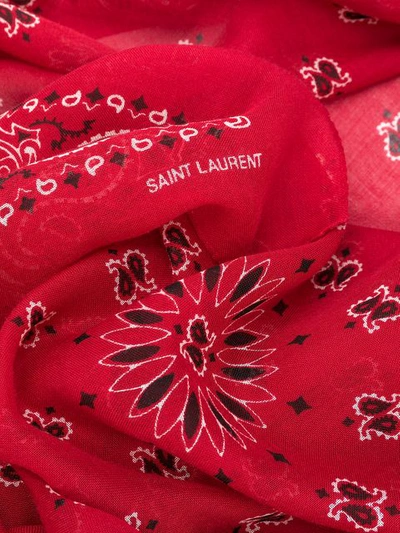 Shop Saint Laurent Bandana Print Scarf In Red