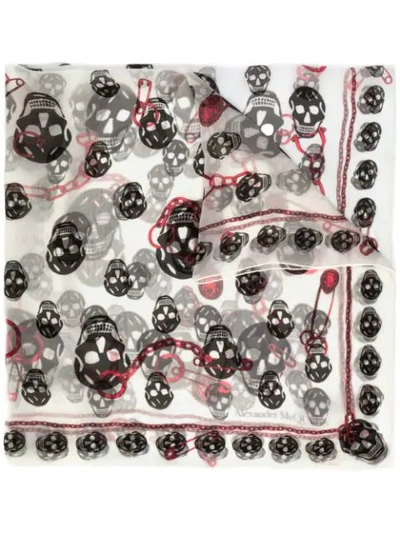 ALEXANDER MCQUEEN SKULL PRINT SCARF - 白色