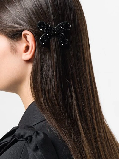 Shop Simone Rocha Small Bow Hair Clip In Black