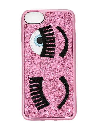 Shop Chiara Ferragni Flirting Glitter Iphone 6s Plus Case - Pink