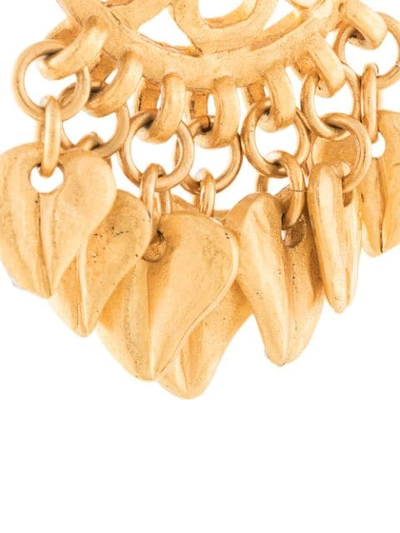 Pre-owned Chanel Swinging Leaves Cc Earrings In Gold