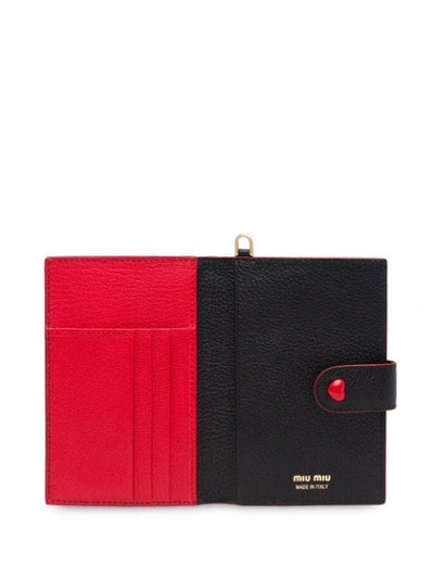 Shop Miu Miu Portemonnaie Aus Madras-leder In Black