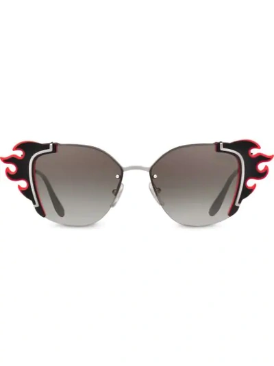 Shop Prada Ornate Sunglasses In Black