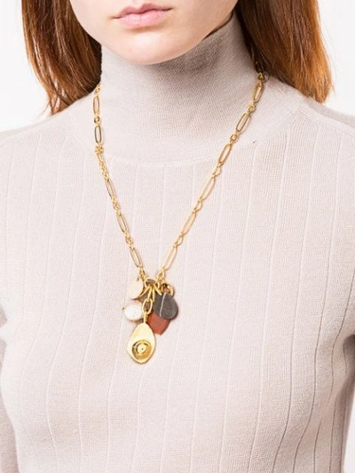 Shop Lizzie Fortunato Beaded Pendant Necklace In Gold