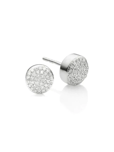 Shop Monica Vinader Fiji Button Stud Diamond Earrings In Silver