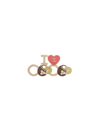 Pre-owned Chanel I Love Coco Brooch In Metallic