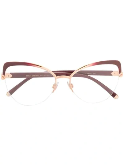 Shop Dolce & Gabbana Cat Eye Glasses In Red