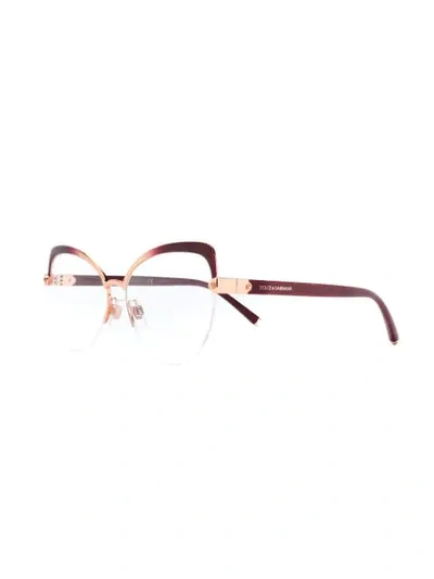 Shop Dolce & Gabbana Cat Eye Glasses In Red