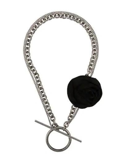 Shop Ann Demeulemeester Chain Hoop Necklace In Silver
