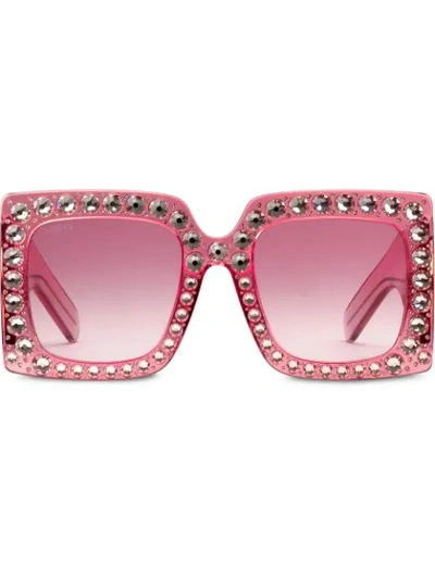 Shop Gucci Eyewear Oversize Square-frame Sunglasses - Pink