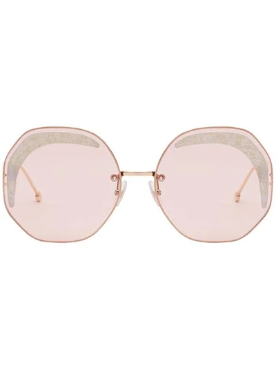 Shop Fendi Octagonal Frame Sunglasses In Pink