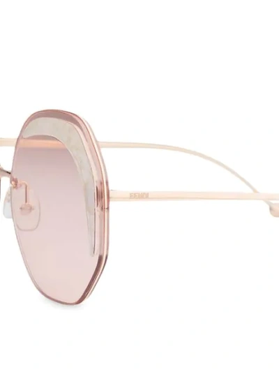 Shop Fendi Octagonal Frame Sunglasses In Pink