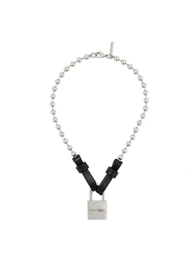 Shop Dsquared2 Padlock Pendant Necklace In Silver