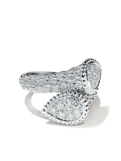 Shop Boucheron 18kt White Gold Diamond Serpent Bohème Toi Et Moi S Motif Ring In Wg