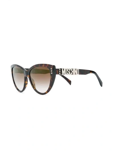Shop Moschino Eyewear Cat Eye Sunglasses In Brown
