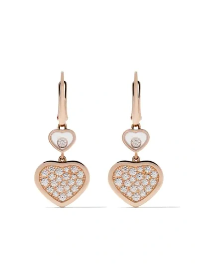 Shop Chopard 18kt Rose Gold Happy Hearts Diamond Drop Earrings