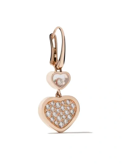 Shop Chopard 18kt Rose Gold Happy Hearts Diamond Drop Earrings