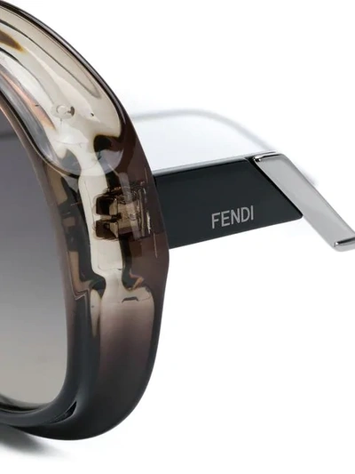Shop Fendi Oversized Round Frame Sunglasses In Black