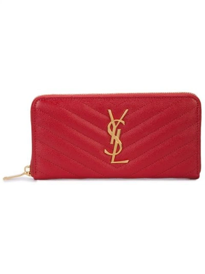 Shop Saint Laurent Monogram Zip In Red