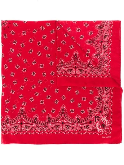 Shop Saint Laurent Paisley Scarf In Red