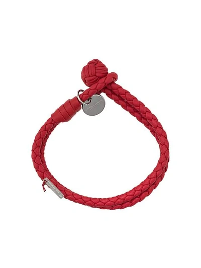 Shop Bottega Veneta Intrecciato Weave Double Bracelet In 8913