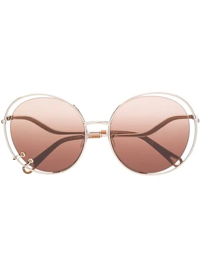 Shop Chloé Wendy Round-frame Sunglasses In Brown
