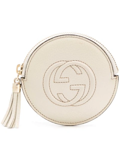 Shop Gucci Gg Logo Coin Purse In Neutrals