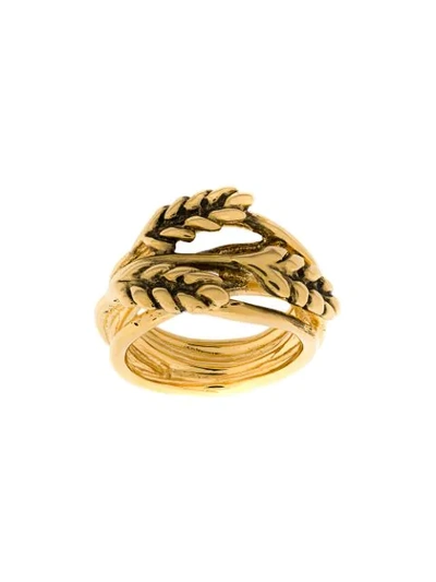 Shop Aurelie Bidermann Leaf Embellished Ring - Gold