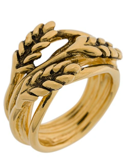Shop Aurelie Bidermann Leaf Embellished Ring - Gold